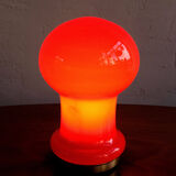 Space age czechoslovak opaline red glass table lamp, 1970s