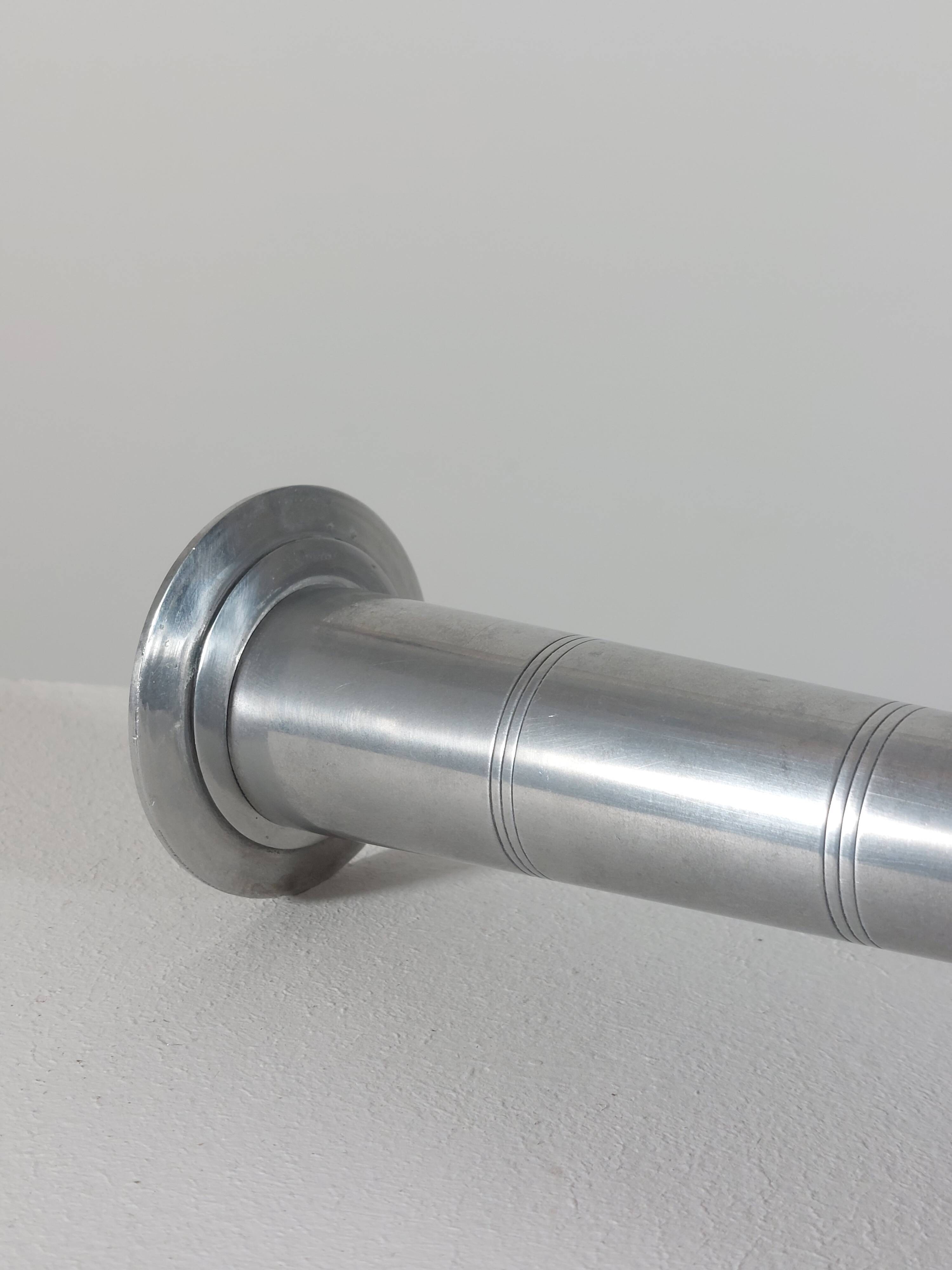 Vintage postmodern art deco revival chromed aluminum candlestick