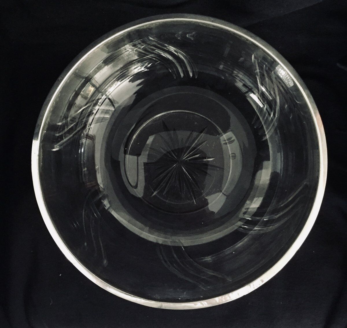 Saladier en cristal et argent