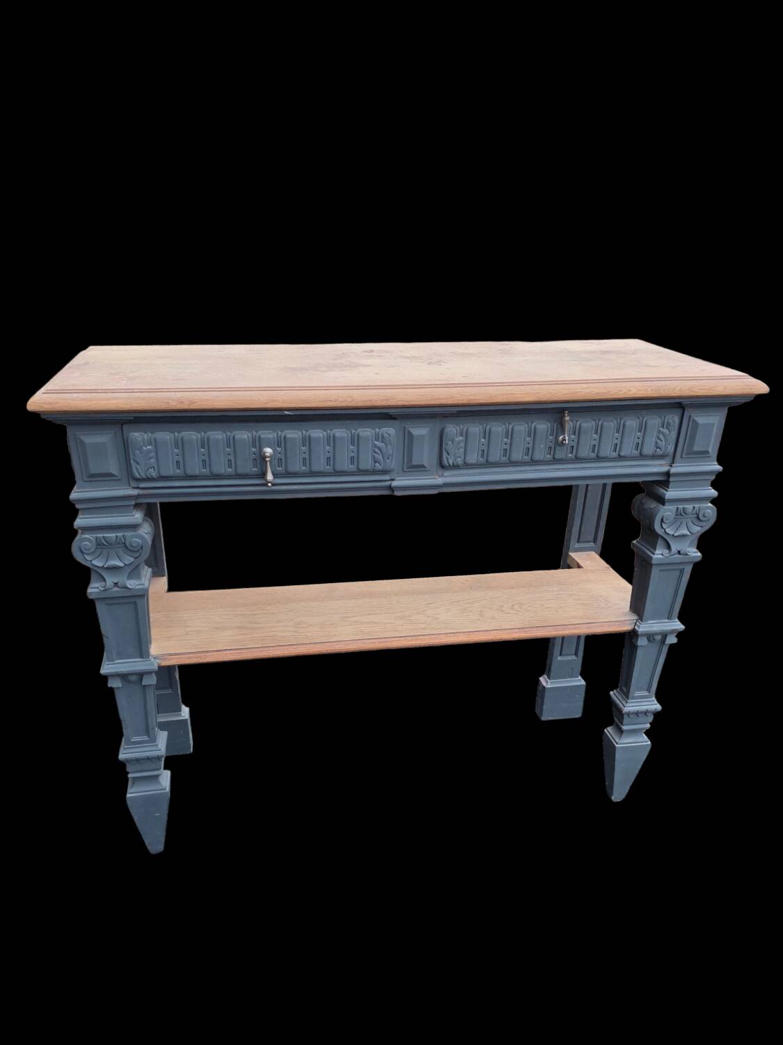 Console in patinated solid oak, late 19th century.