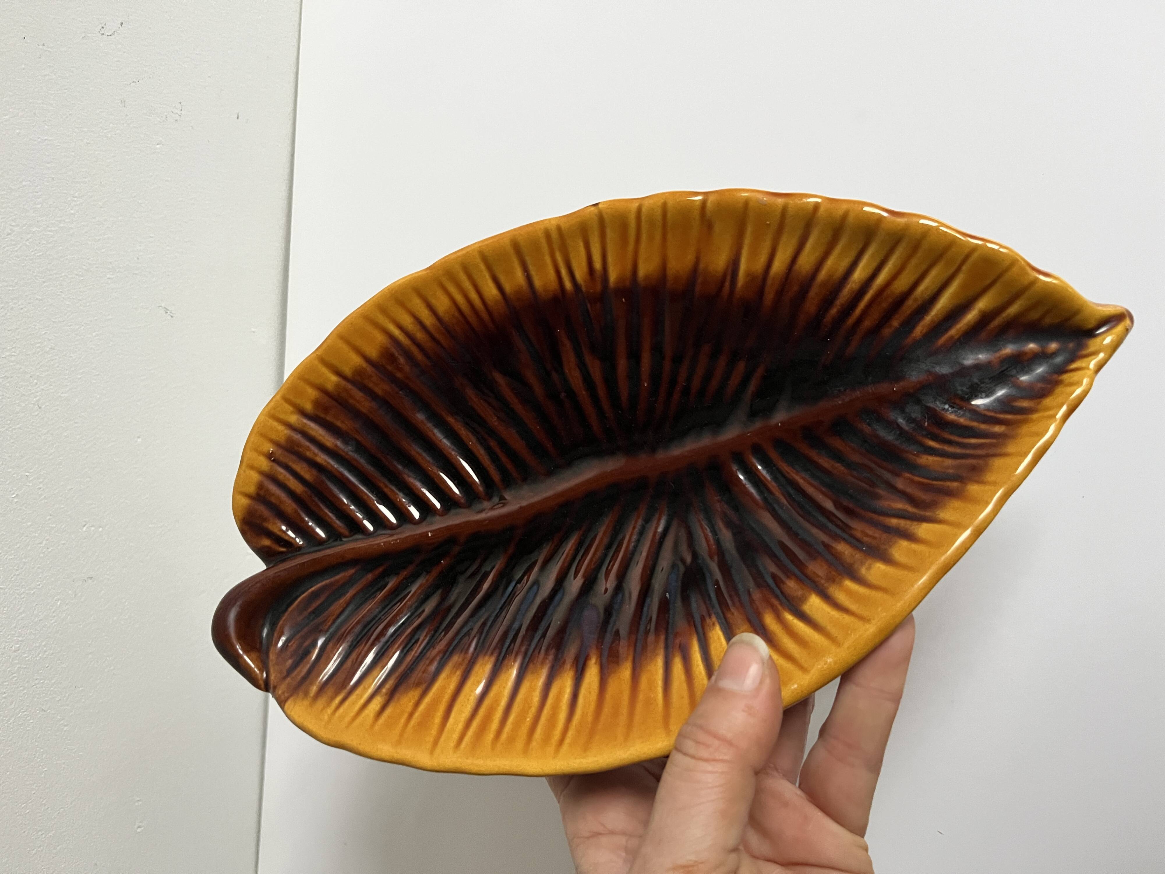 Vide poche céramique feuille