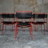Set of 8 stackable chairs 'Scoubidou' vintage