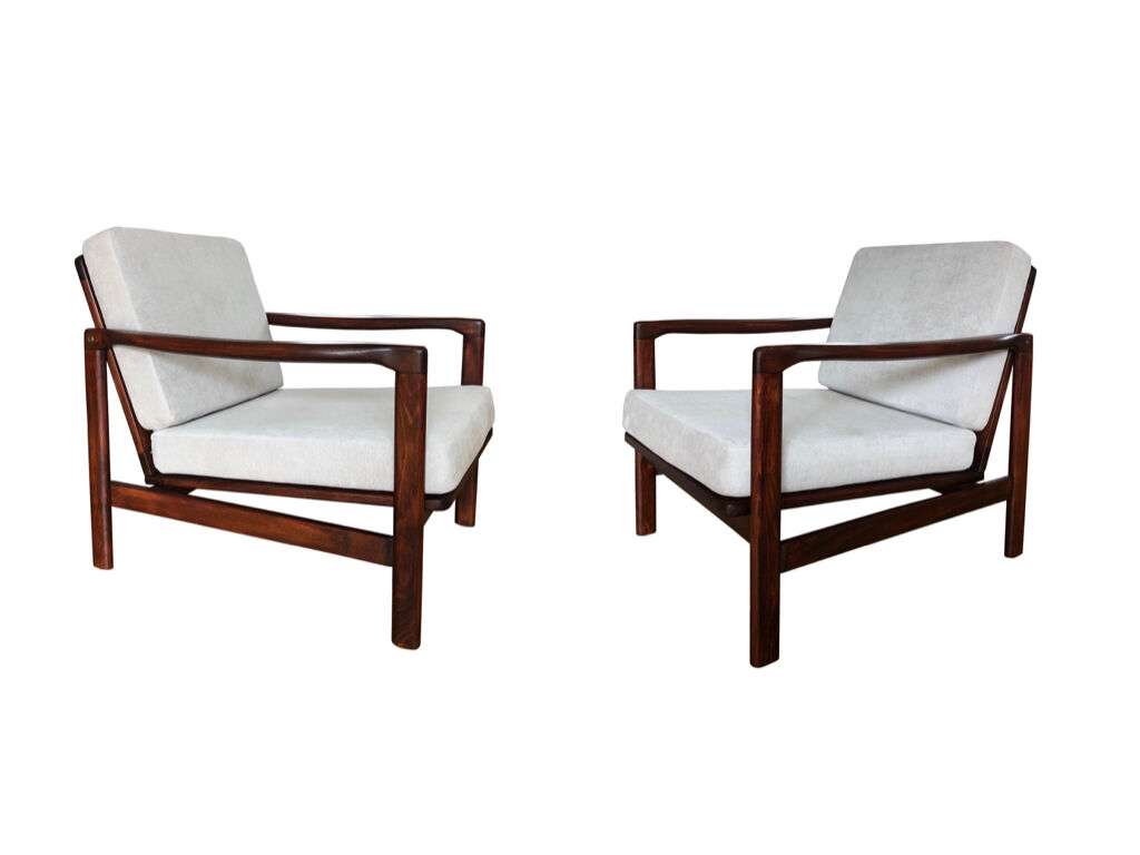 Grey B 7752 Armchairs By Zenon Bączyk For Swarzędzkie Fabryki Mebli, 1960s, Set Of 2