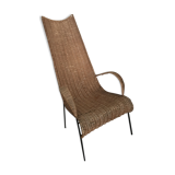 Fauteuil en rotin et métal