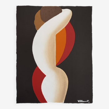 Embracing Couple Poster by BERNARD VILLEMOT - Small Format - Signed by the artist - On linen