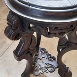 Antique carved side table with Indochinese inspiration, made of blackened wood