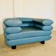 Chaise lounge suédoise vintage rétro en cuir turquoise