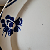 Badonviller dish model Alain, oval and round dish with blue flowers.