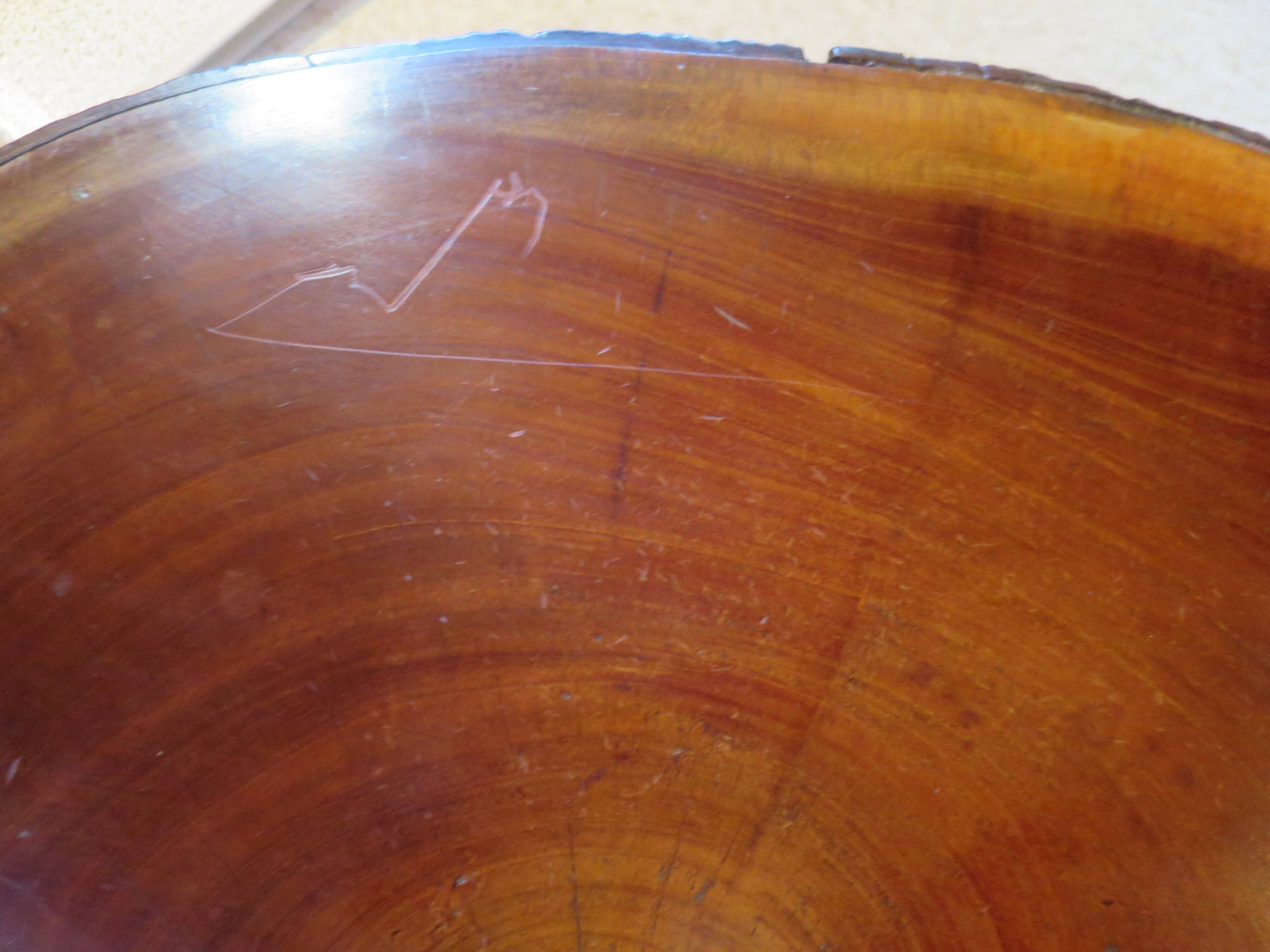 Tripod coffee table - solid okoumé wood - organic shape - brutalist style