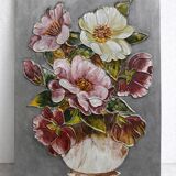 Floral relief panel in genuine tin