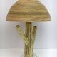Pair of Hollywood Regency Rattan and Brass Cactus Lamps, Italy, 1990s
