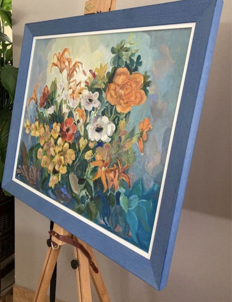 Oil painting on isorel panel Bouquet fleuri signed FAYET twentieth era