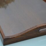 Desserte en bois, plateau en verre