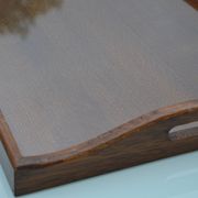 Desserte en bois, plateau en verre