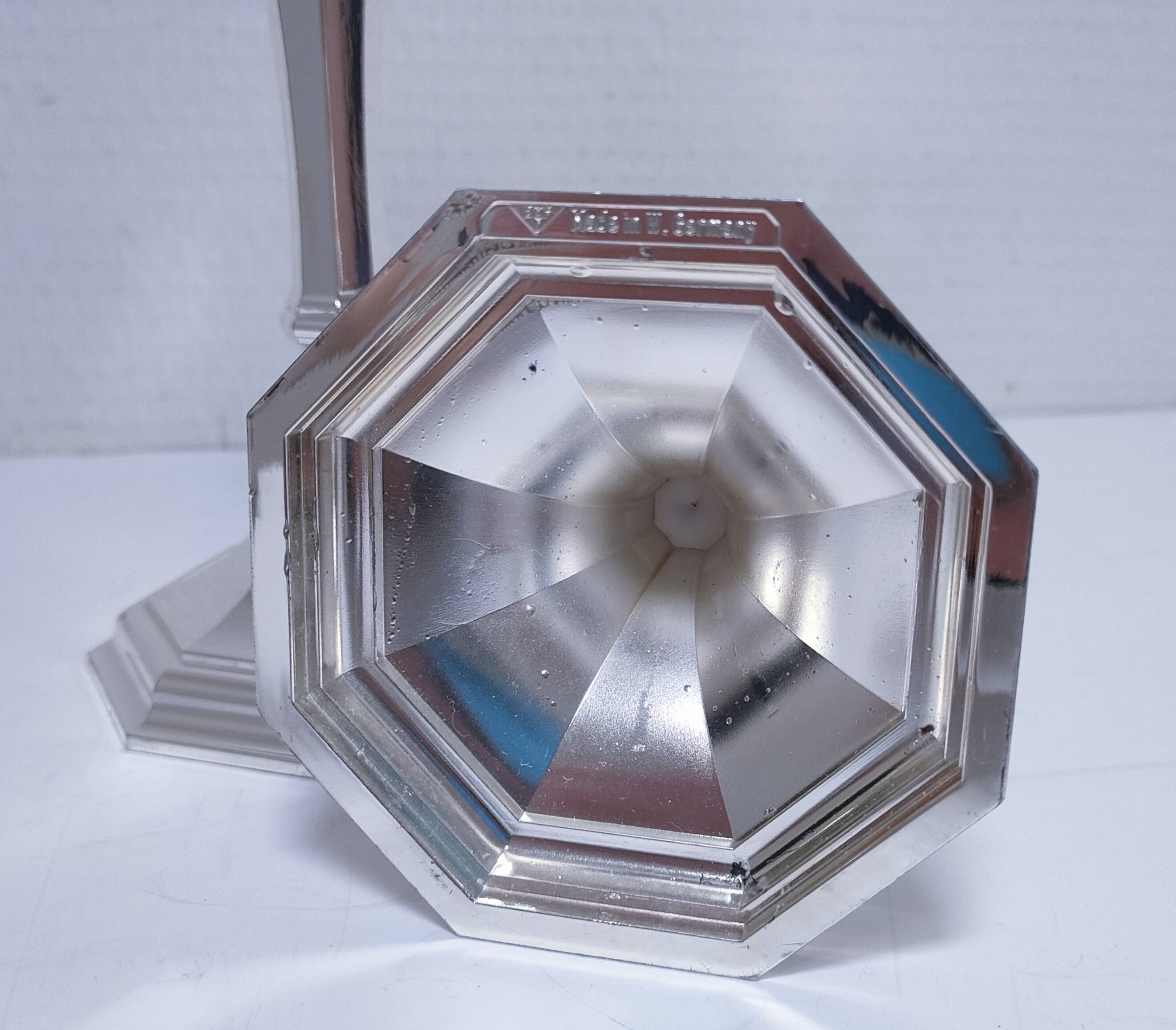 Pair of BMF candlesticks in silver-plated metal, vintage stamped