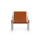 Fauteuil contemporain fait à la main en métal argenté ancien et cuir naturel tabac