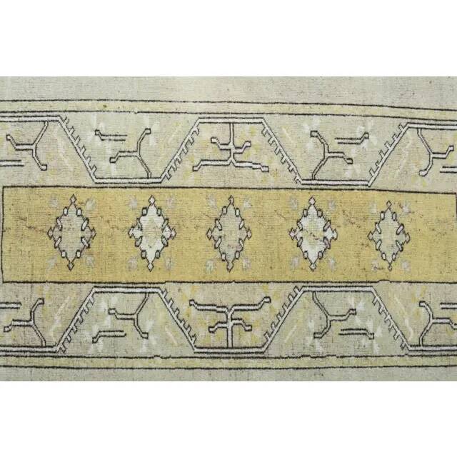 1970s Vintage Turkish Oushak Handmade Wool Cotton Beige Area Rug 161x230