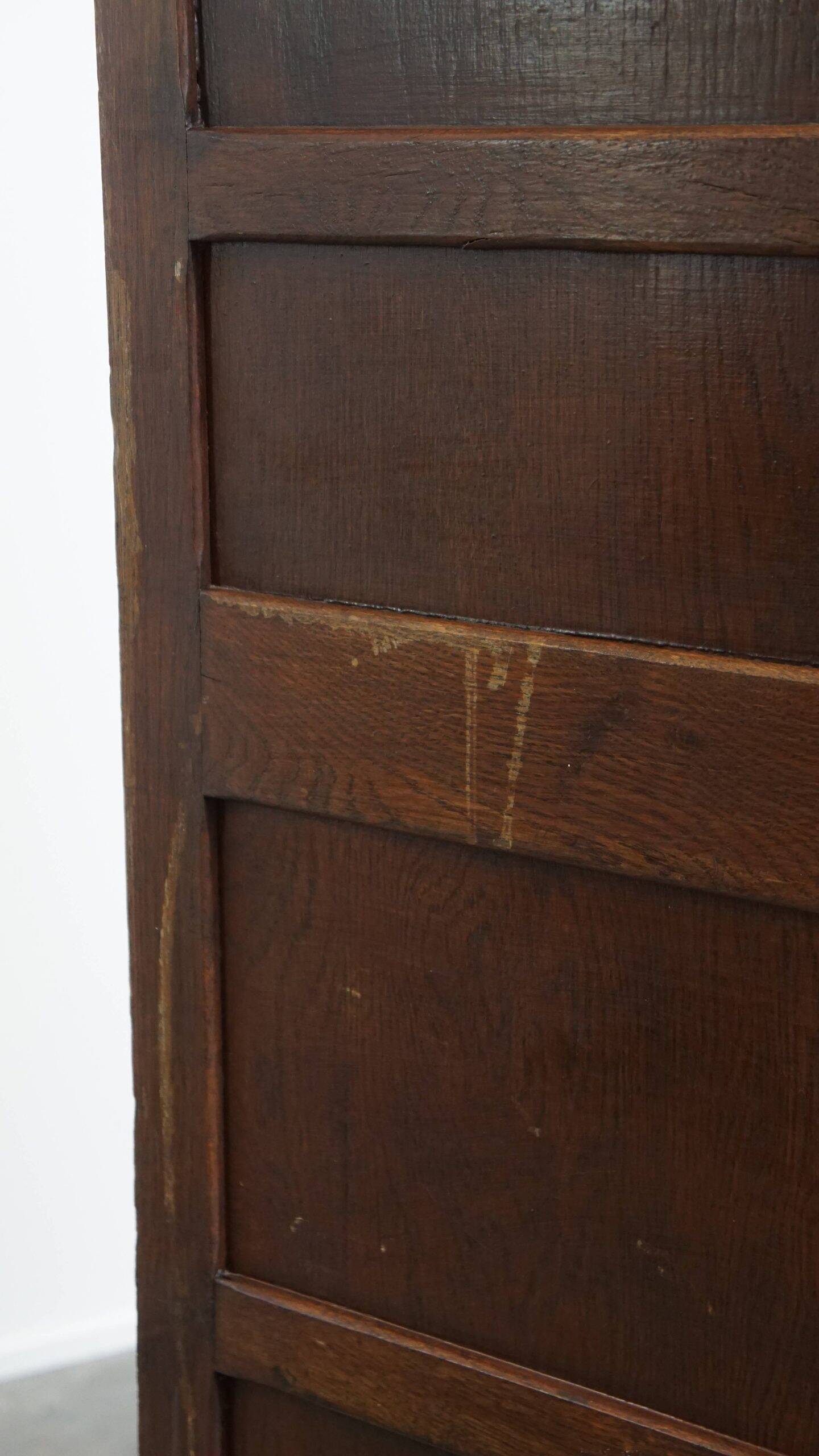 Antique oak notary cabinet with two roller doors and a working lock