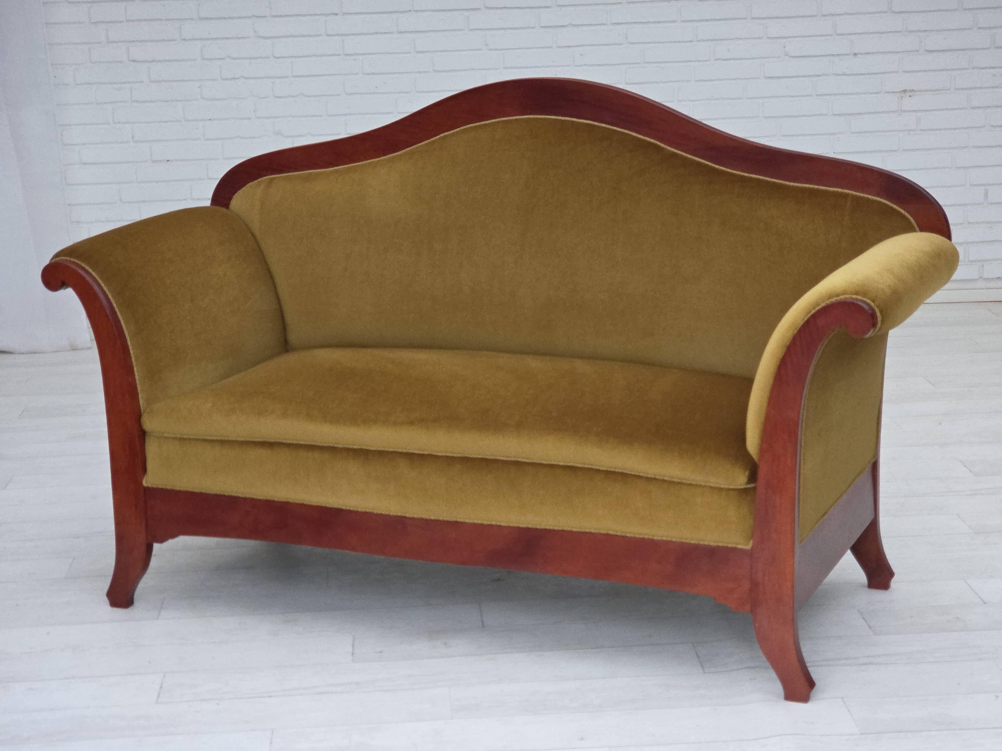 1950s, Danish 2-seater sofa in Biedermeier style, furniture velour.