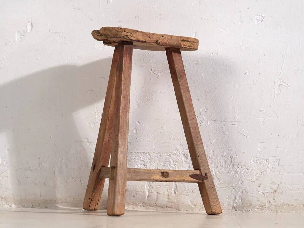Antique stool in wabi-sabi style (c.1900) #8