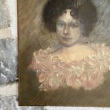 Huile sur toile « portrait femme Belle Époque »