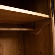 Antique German Pine Wardrobe with Hanging Rail and Shelf, Late 19th Century