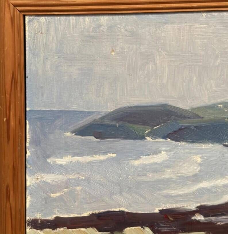 Original Swedish Oil on Panel – “Coastal Landscape” by Curt Rydell – Signed – Vintage & Framed – 33 × 40 cm (13" × 15.7")