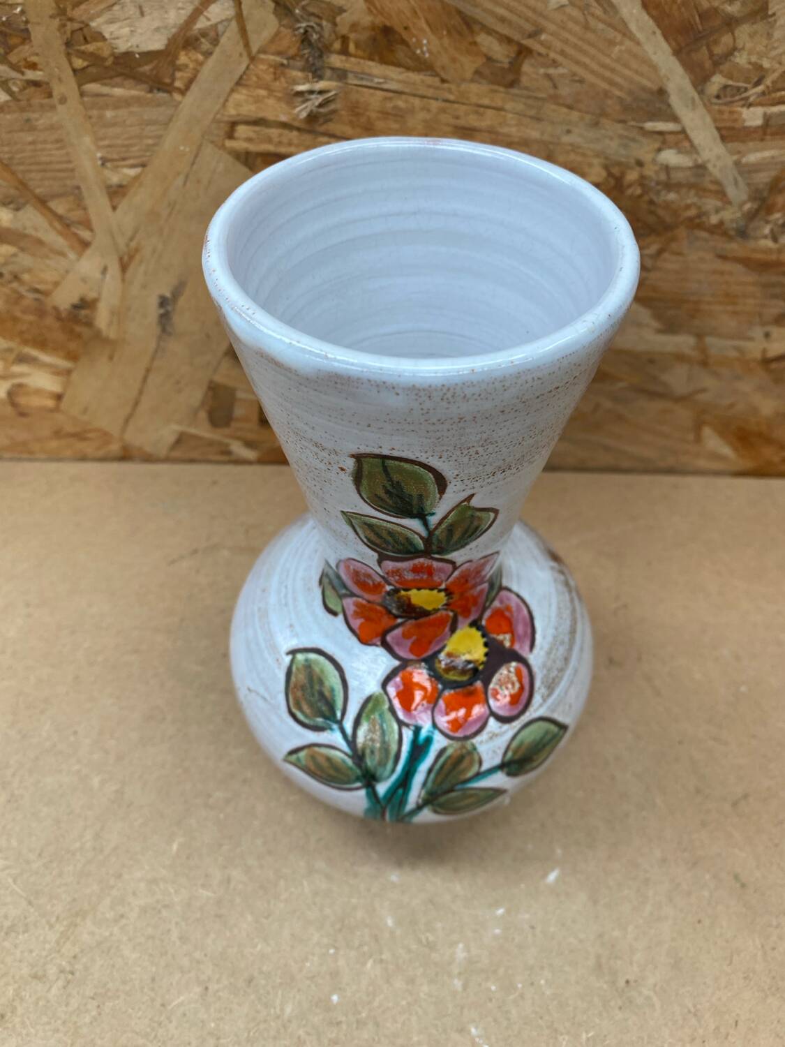 Old vallauris vase white enameled terracotta vintage flower decor