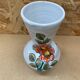 Ancien vase vallauris terre cuite émaillée blanc décor fleurs vintage