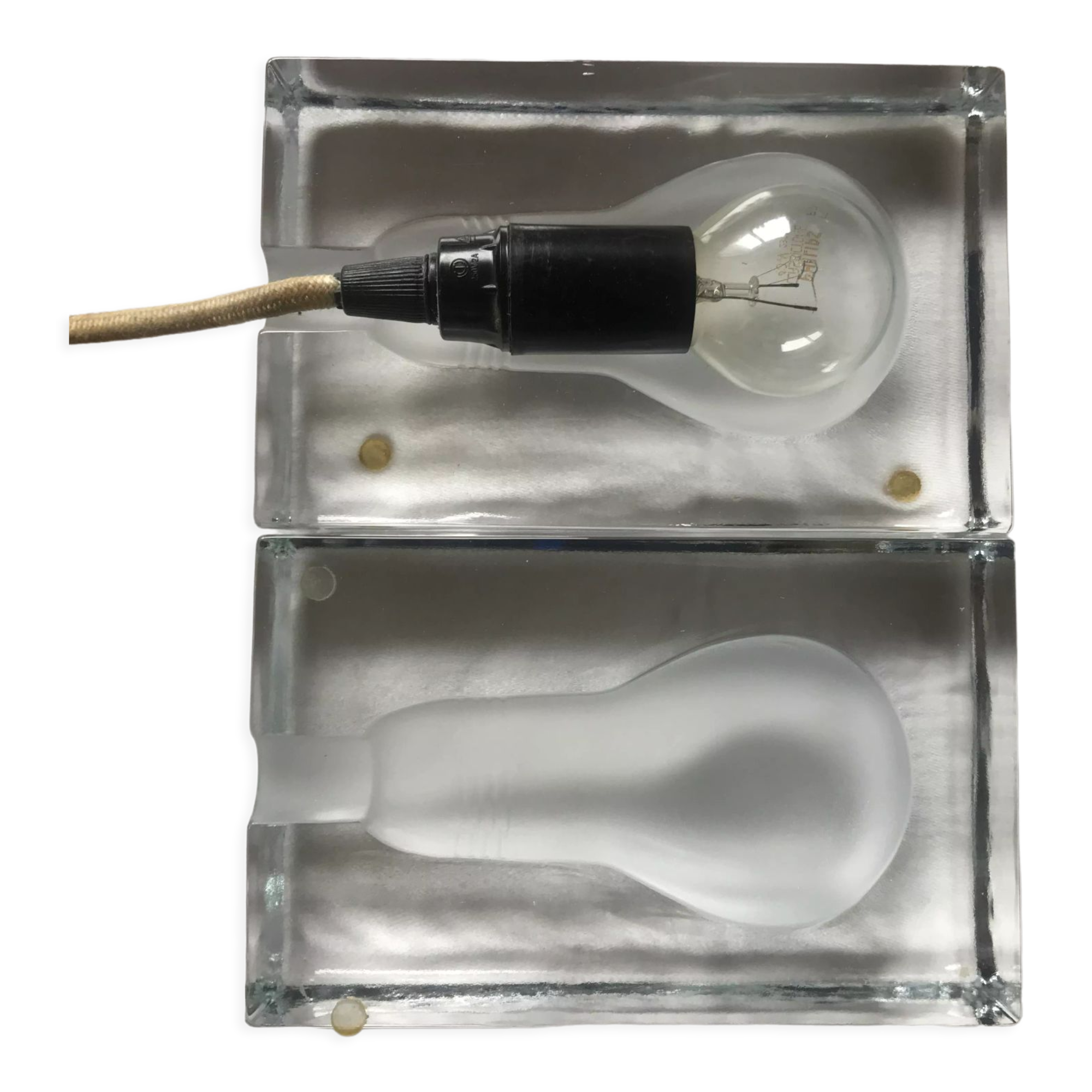 Pair of glass block lamps