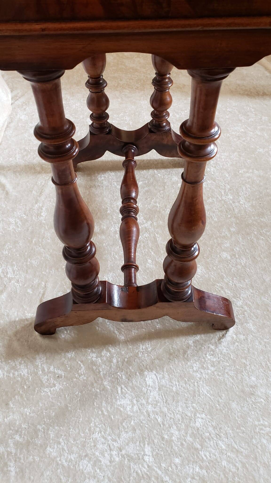 Walnut work table circa 1840.