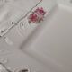 Rectangular dish in german porcelain white openwork bordered silver and old pinks