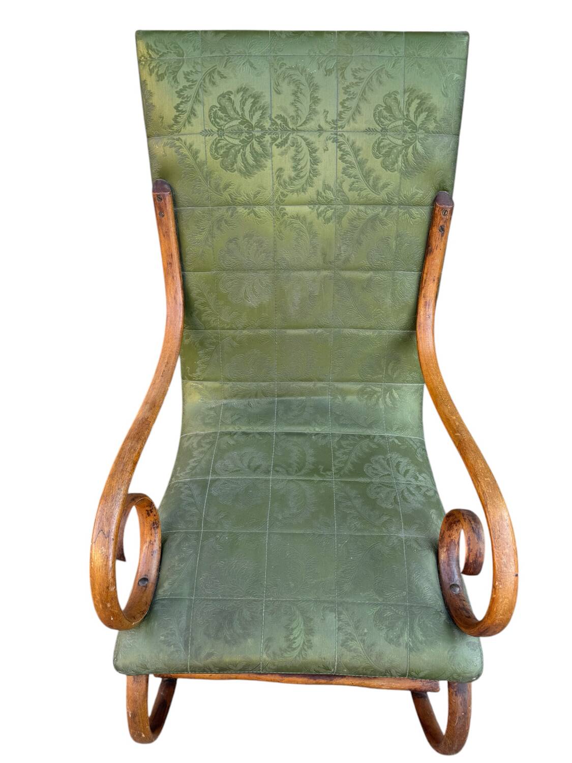 Set of 2 thonet style rocking chairs in green leatherette