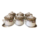 Suite de 6 pots à créme avec leur plateau en porcelaine de limoges
