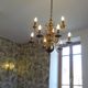 "Dutch" gold metal chandelier with 9 light arms - 1960