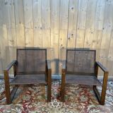 Pair of garden armchairs in steel