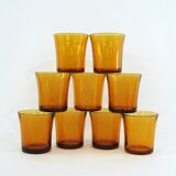 9 Amber Yellow Tempered Glass Cups - Duralex France - Vintage 70s