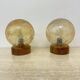Set of 2 glass and wood table lamps , 1980s