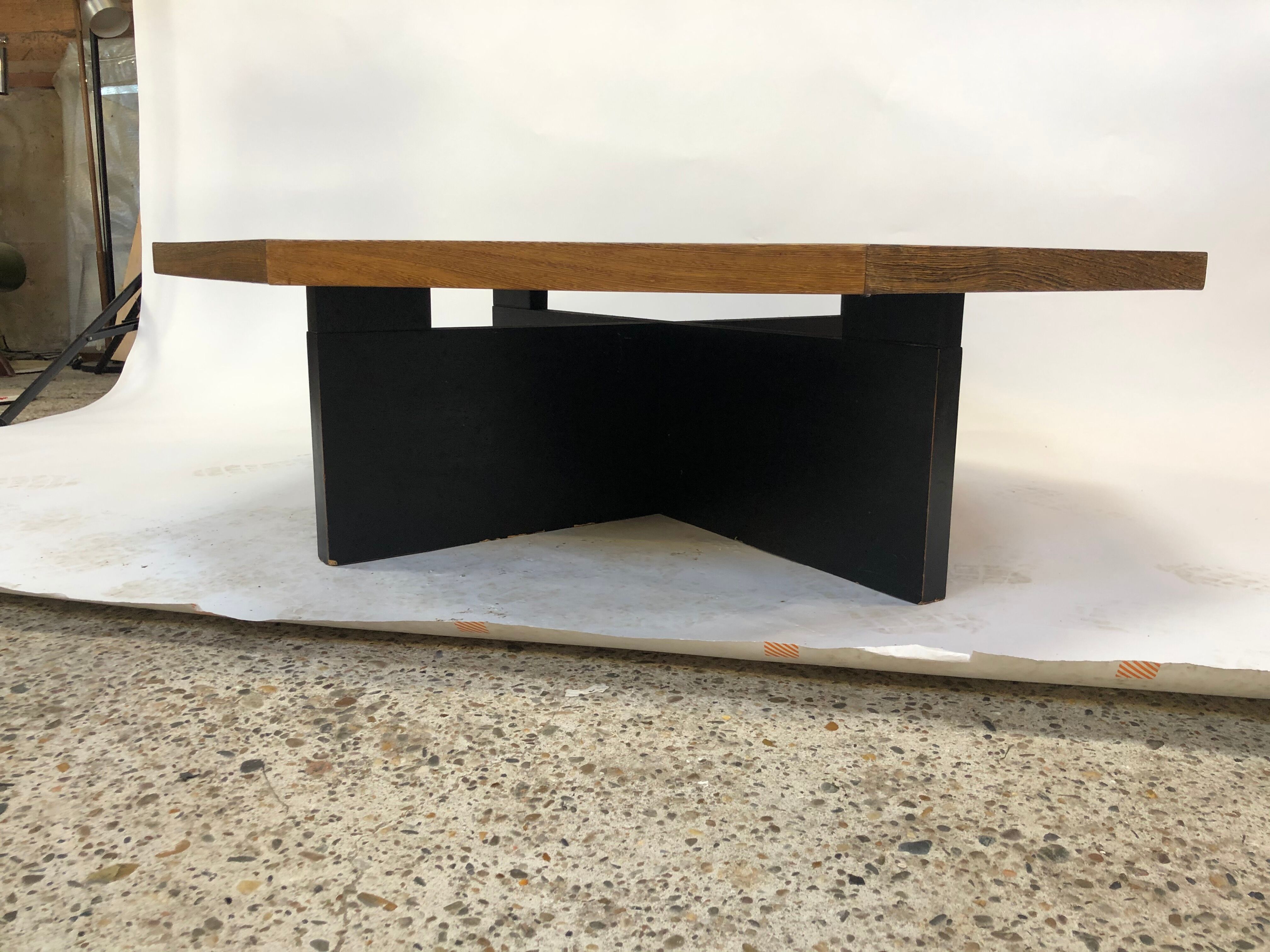 Vintage coffee table wenge hexagon 1960