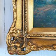 Tableau ancien - Foret avec cadre doré