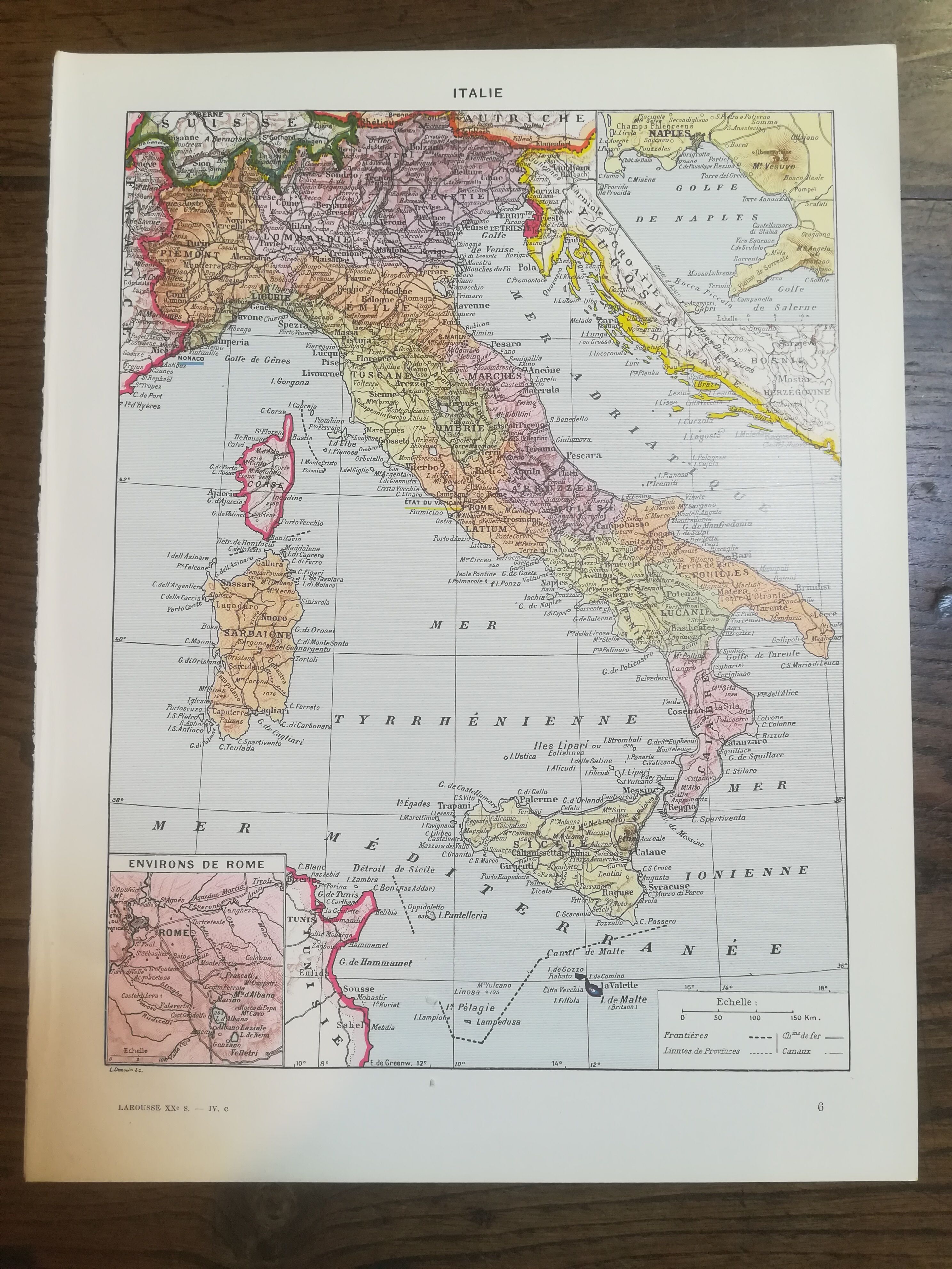 Ancienne carte de l'Italie de 1928