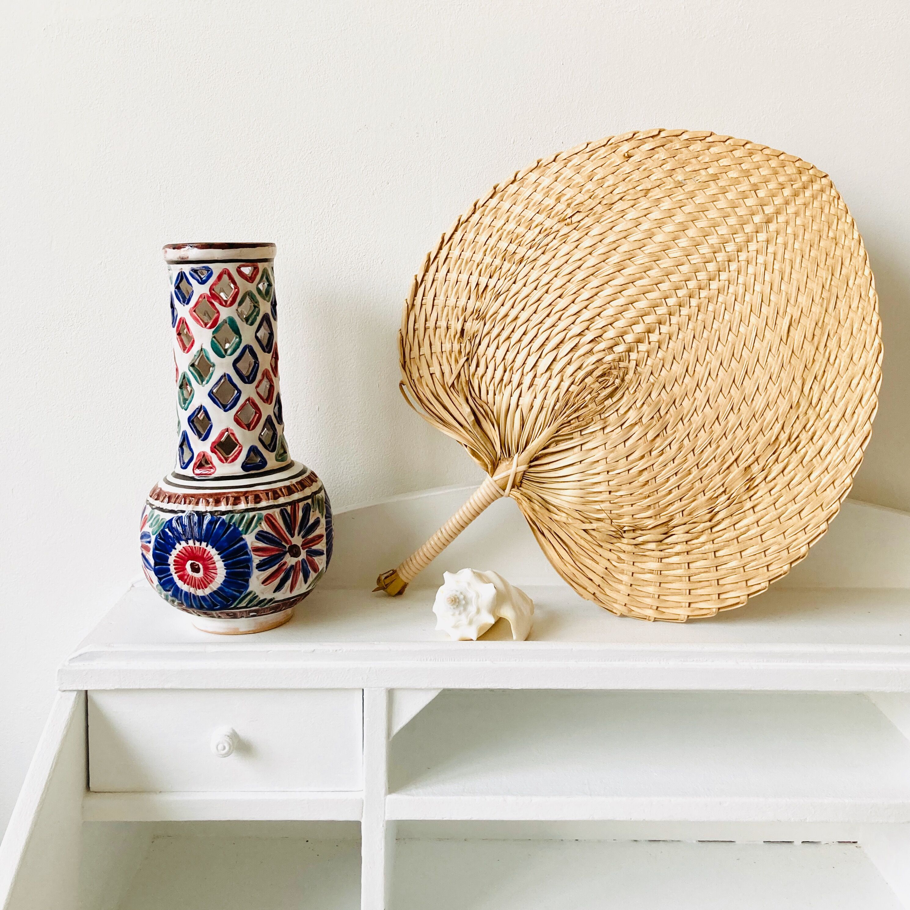 Enamelled terracotta vase