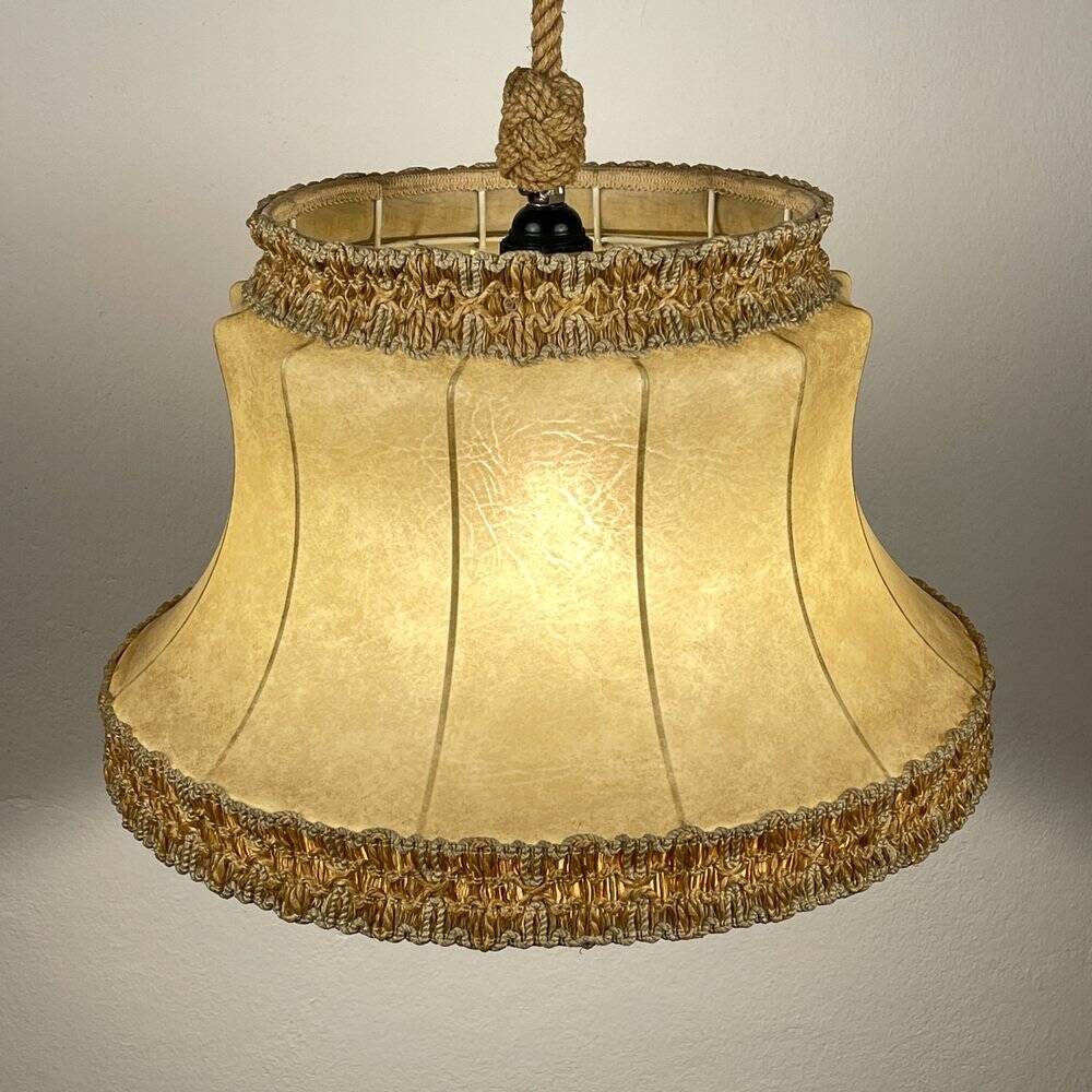 Vintage leather pendant lamp, 1950s.