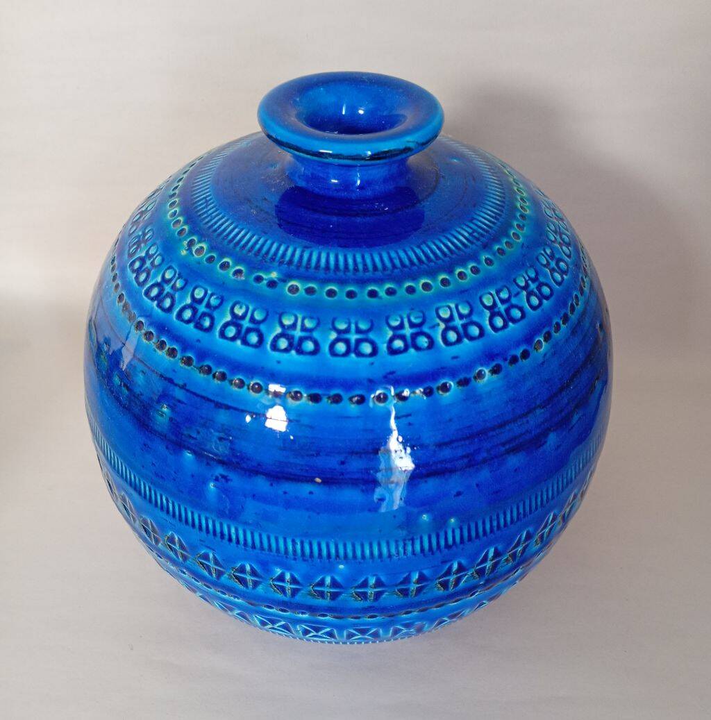 Bitossi "Rimini Blu" Ceramic Ball Vase by Aldo Londi