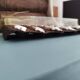 Silver metal knife holders with Dachshund dogs