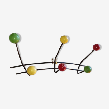 Vintage coat rack 6 colored balls