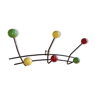 Vintage coat rack 6 colored balls