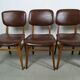 Suite de 6 chaise bois skaï marron brus vintage année 50 - 60