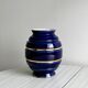 Vintage vase in shiny cobalt blue ceramic, gold edging