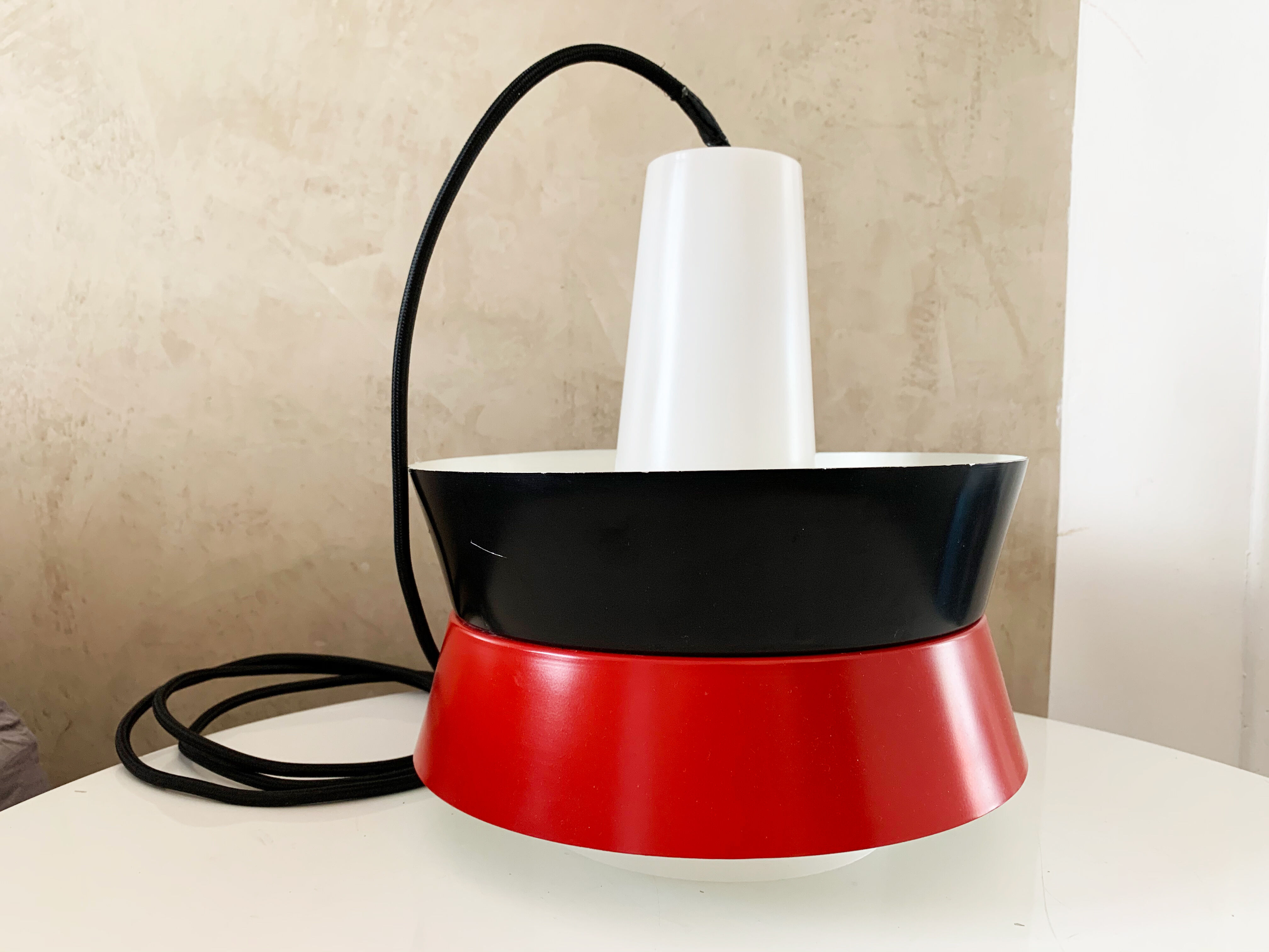 Fog and moerup pendant light - danish mid-century - vintage lamp - red & black - 1960s design